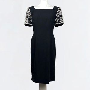 A.J. Bari Pearl Sleeve Black Sheath Dress